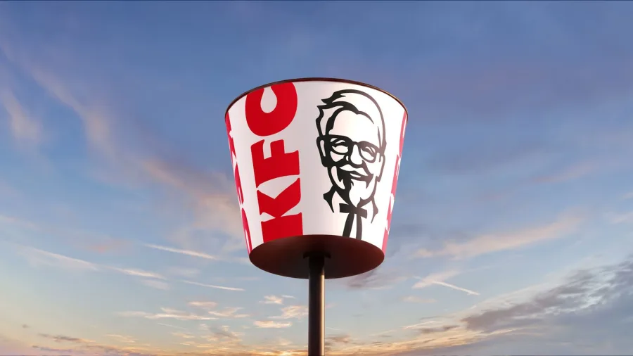 KFC Bucketverse rebrand by JKR with the bucket as a beacon and the Colonel logo