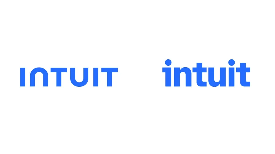 Intuit logo before and after the 2026 One Intuit rebrand by JKR