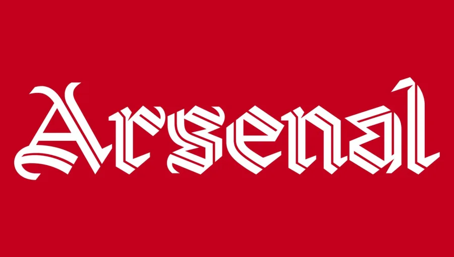 Arsenal wordmark set in the Rocastle blackletter typeface by David Rudnick