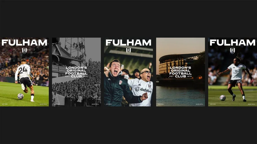 Fulham FC matchday graphics using its new custom typeface