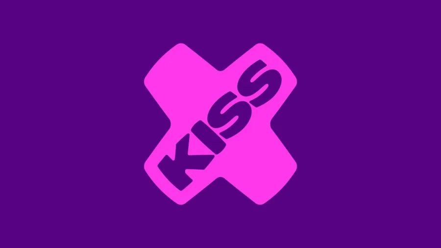 KISS radio logo with its new animated cross mark by NOT Wieden+Kennedy