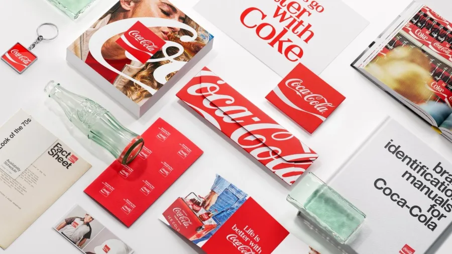 Coca-Cola global identity system by JKR with brand book and packaging