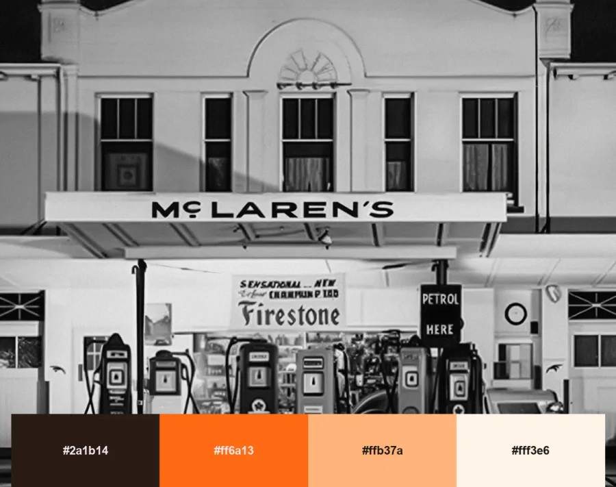 The McLaren's garage sign in Auckland that inspired McLaren's 2026 wordmark
