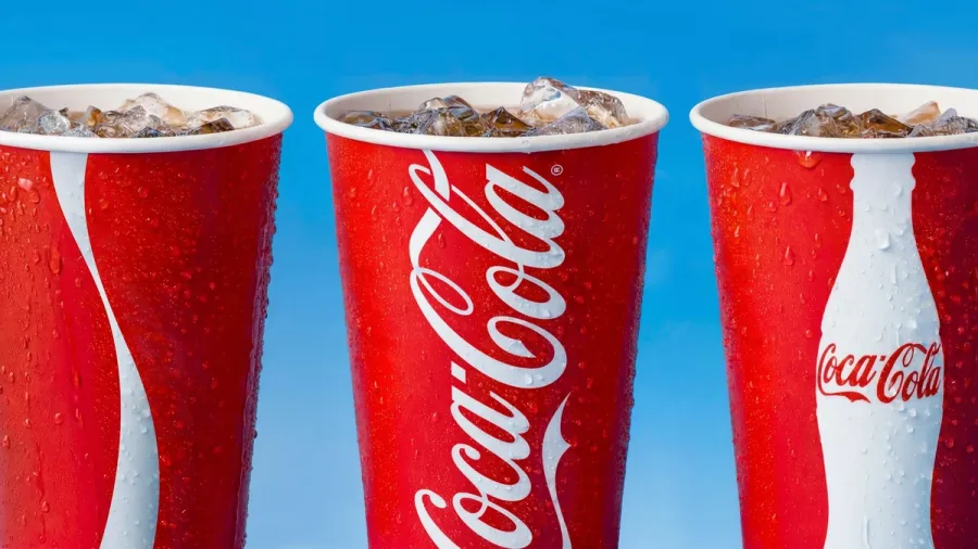 Coca-Cola red cups from the brand's 2026 global identity by JKR