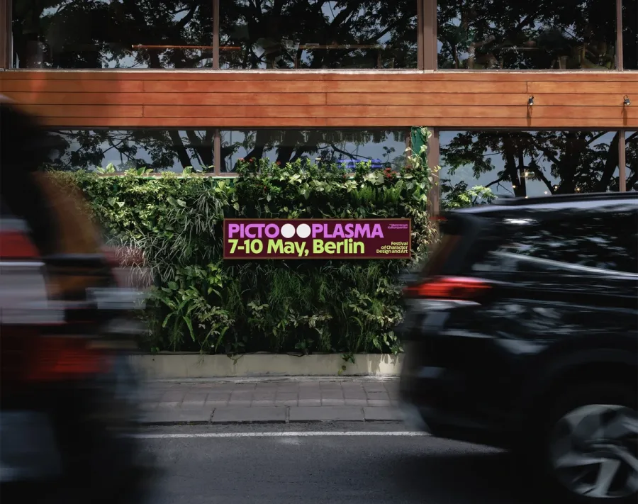 Pictoplasma 2026 festival billboard by andstudio on a Berlin street