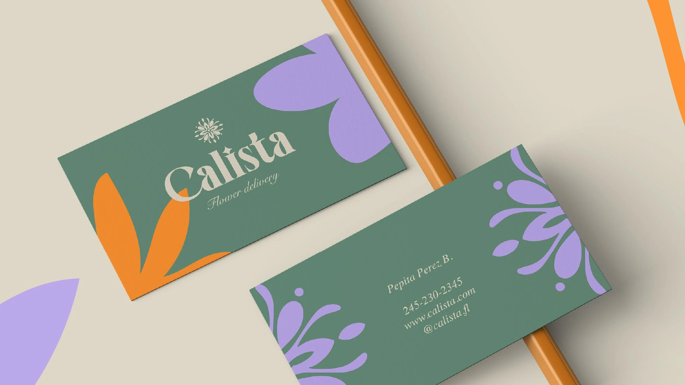 Calista: the wordmark on the printed card set