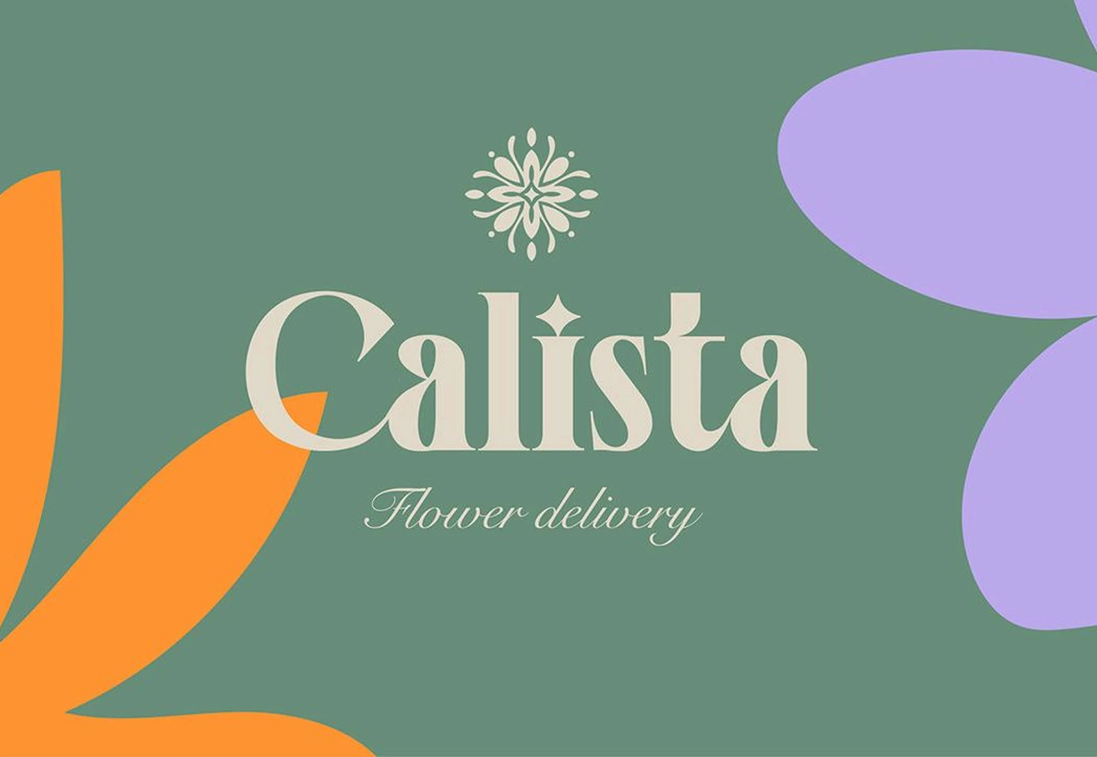 Calista: the wordmark and rosette on sage green