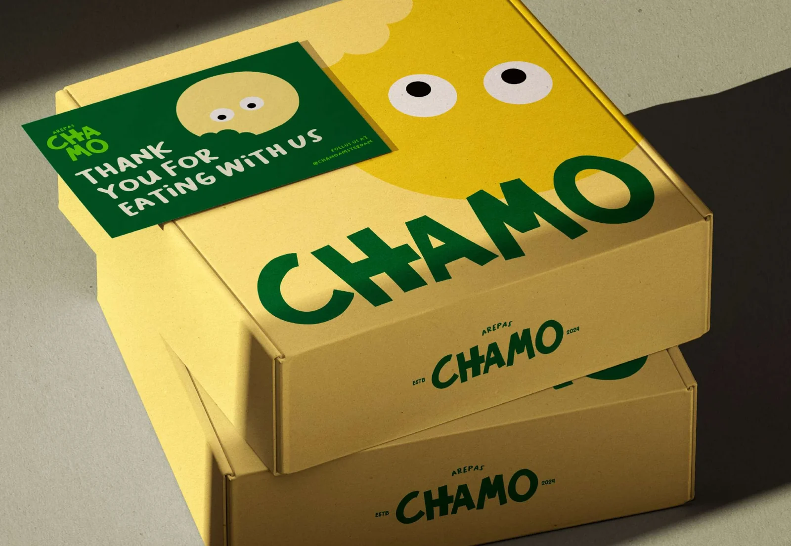 Chamo: the arepas wordmark in green