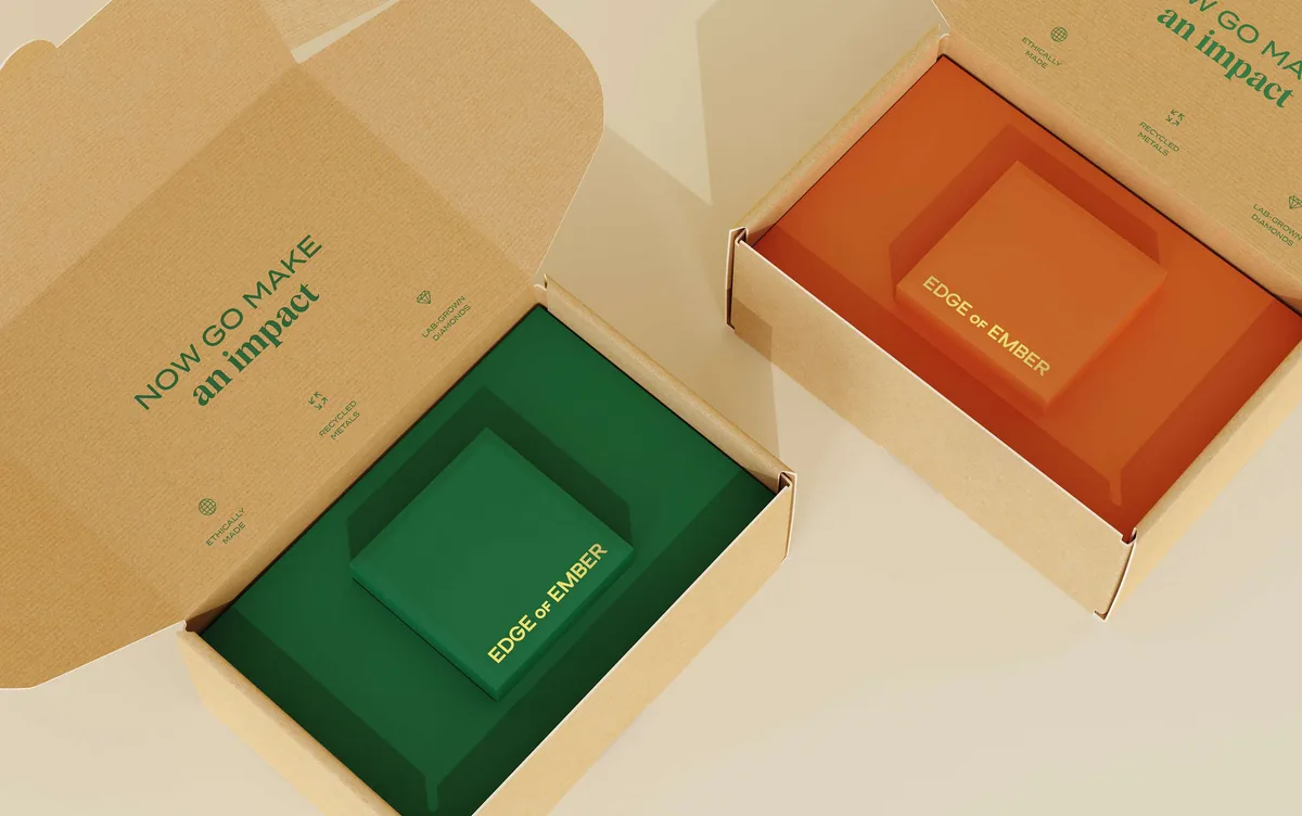 Edge of Ember: the shipper opened, with the box seated inside