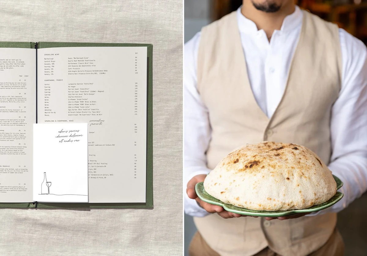 Gypsy: the open menu and bread brought to the table