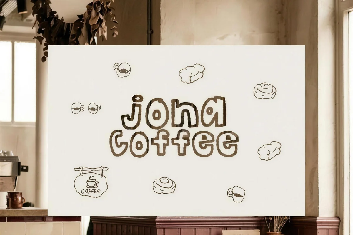 Jona Coffee: the mark painted large across the interior wall