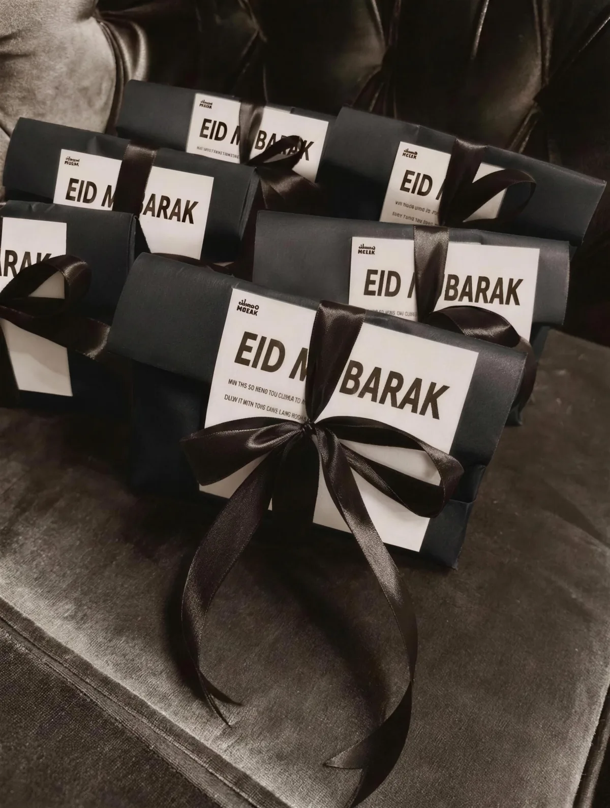 MASAK: the black Eid Mubarak gift wraps with their satin ribbon