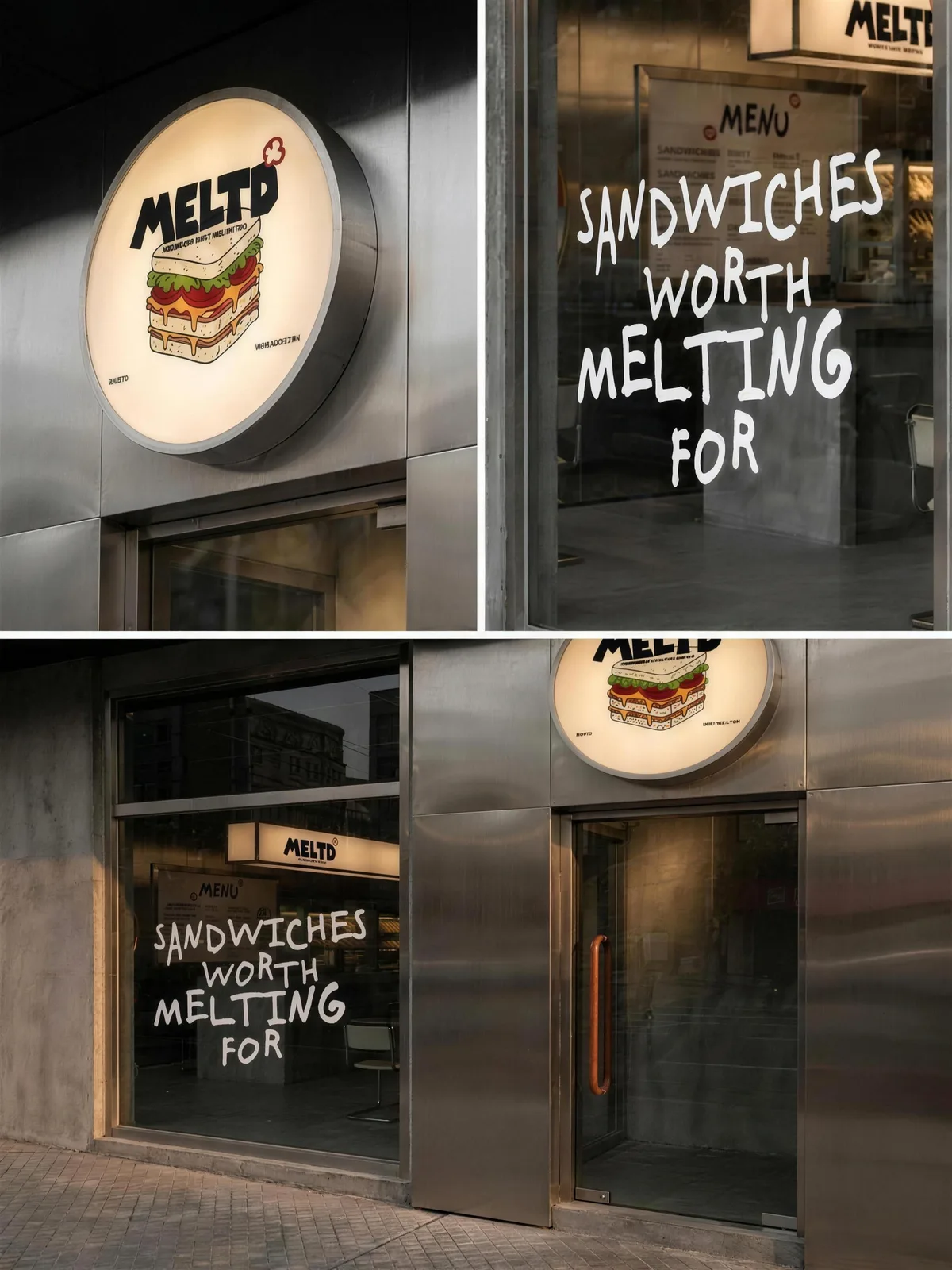 MELTD: the sign and the window lettering
