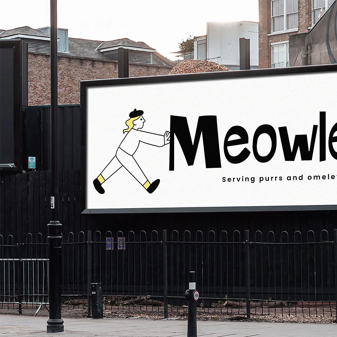 Meowlette: billboard, walking figure
