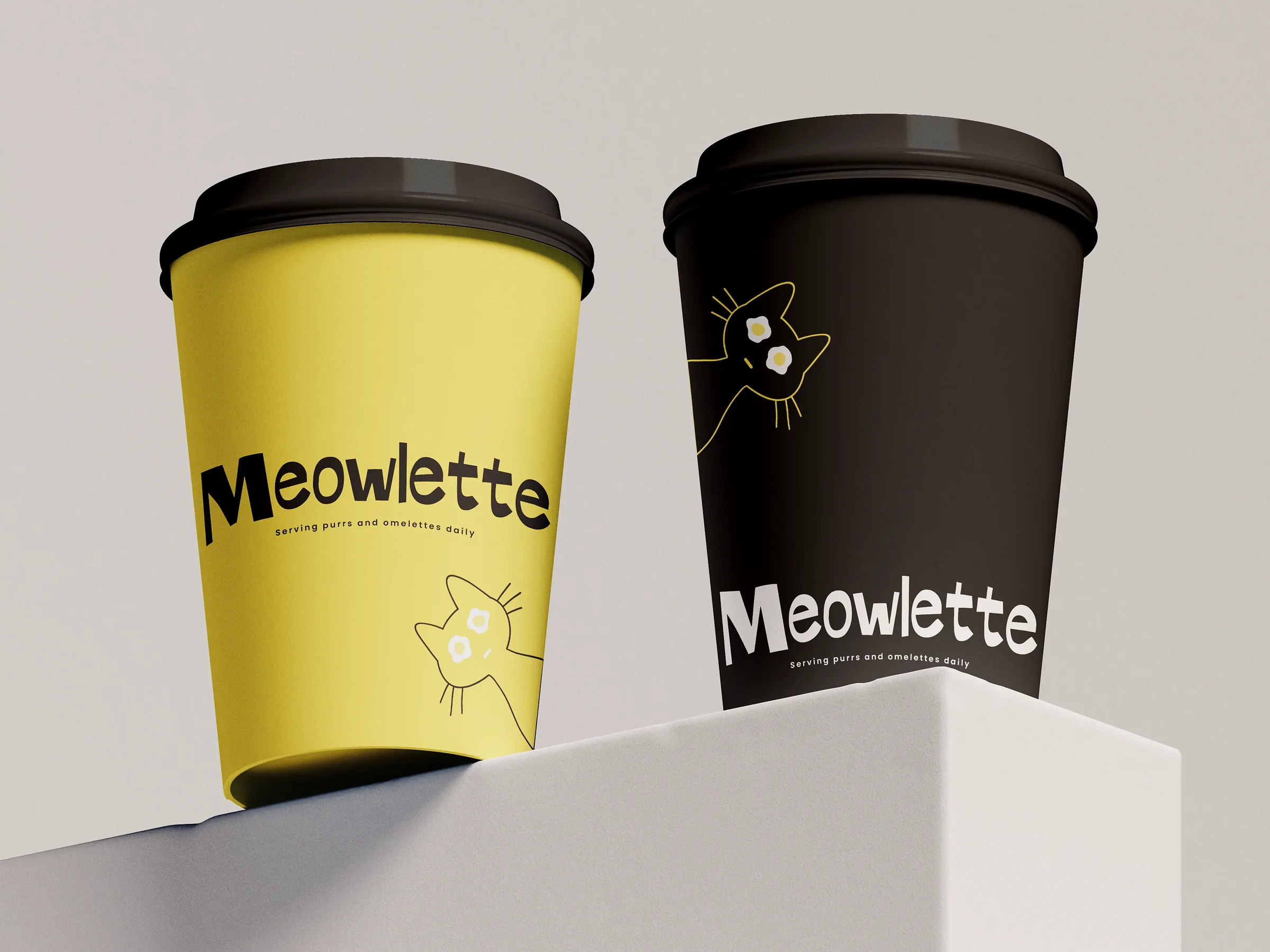 Meowlette: dual-tone coffee cups