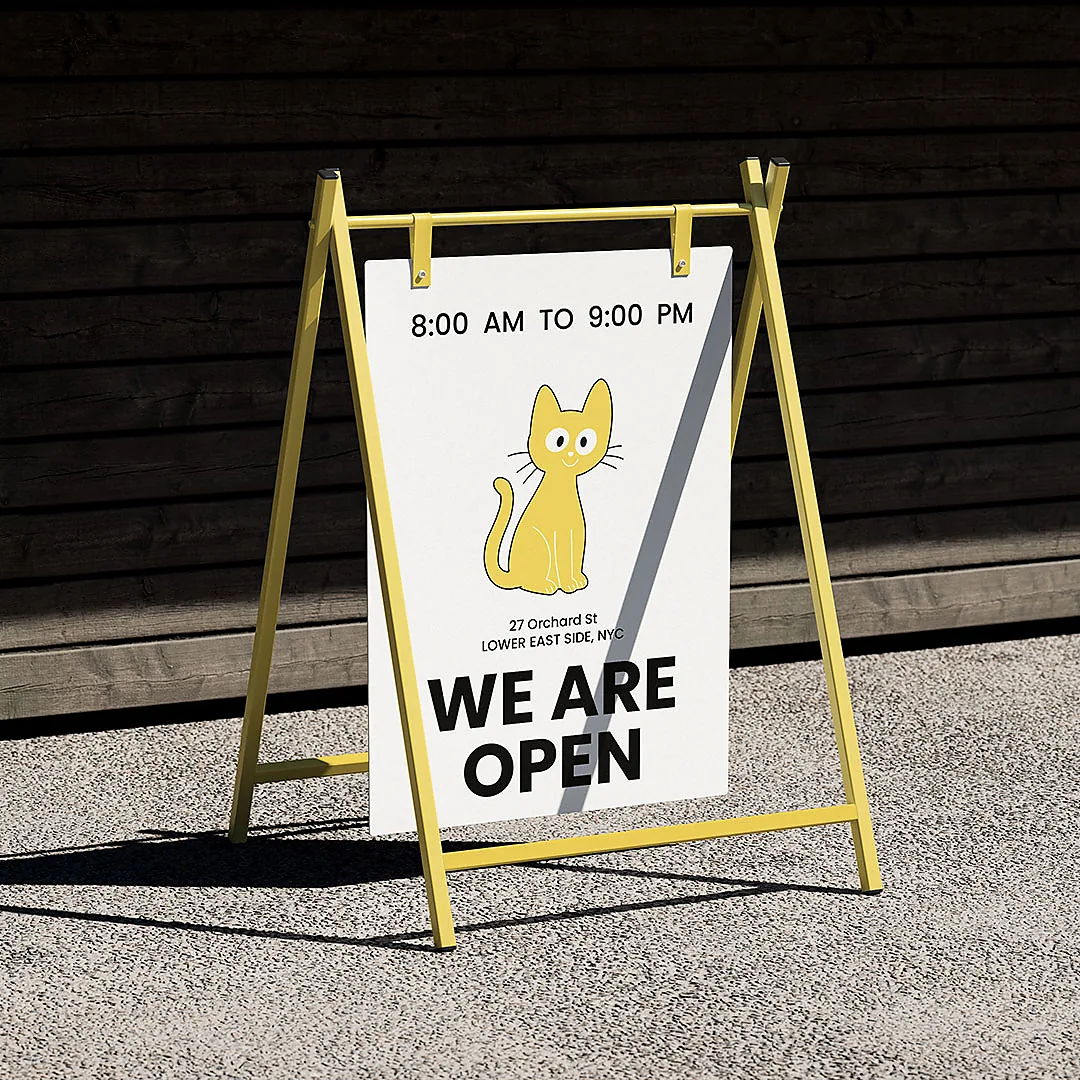 Meowlette: A-frame pavement sign