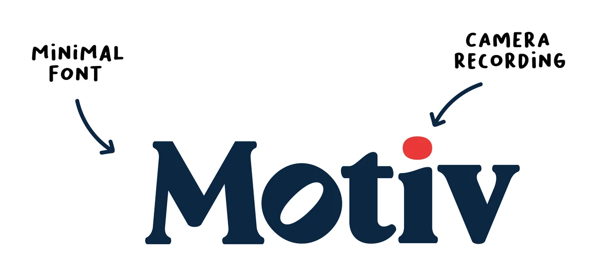 Motiv: an early wordmark with a recording dot on the i