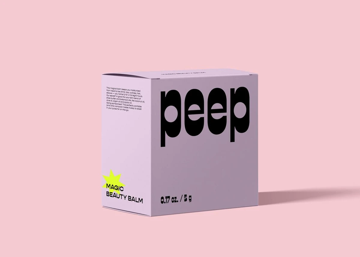 peep: the balm carton in lilac