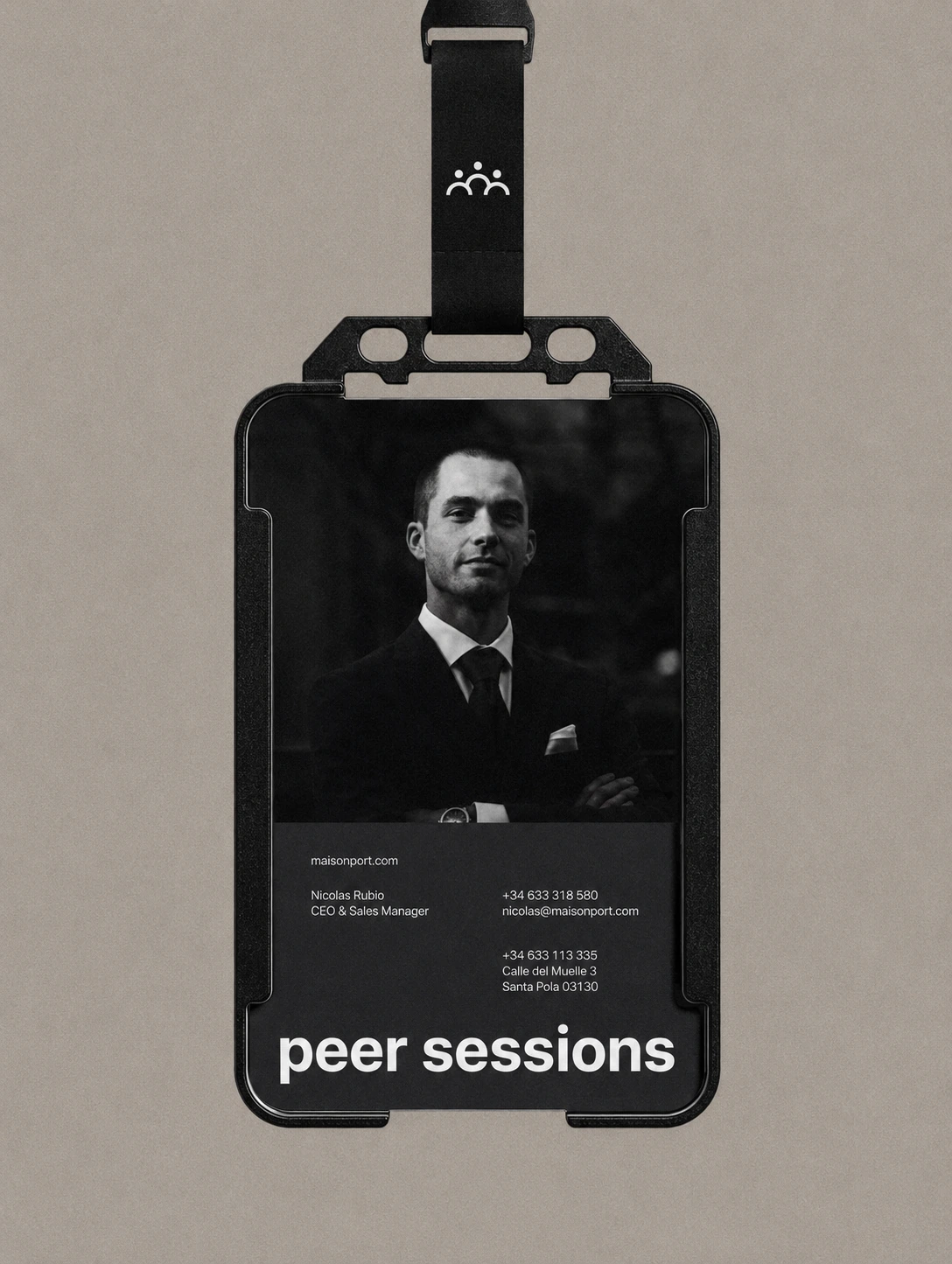 Peer Sessions: the event badge on its lanyard