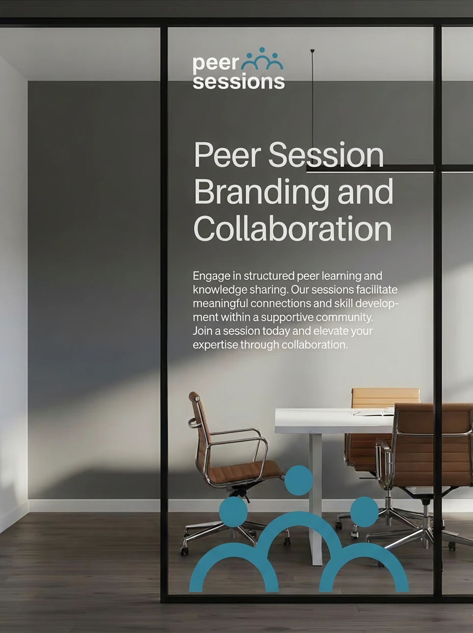 Peer Sessions: the meeting room glass graphic