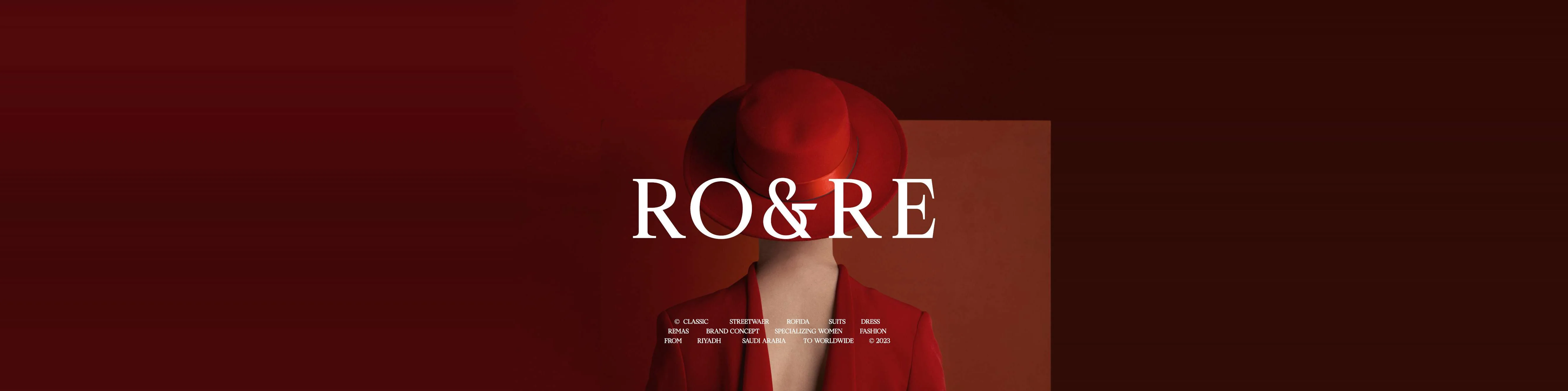 RO&RE: the wordmark over a red editorial portrait