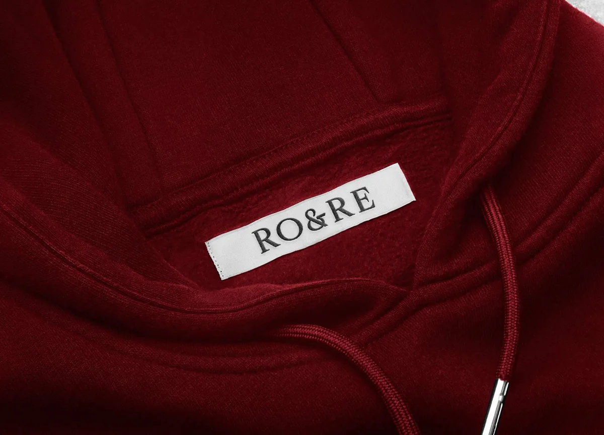 RO&RE: woven label on a hoodie
