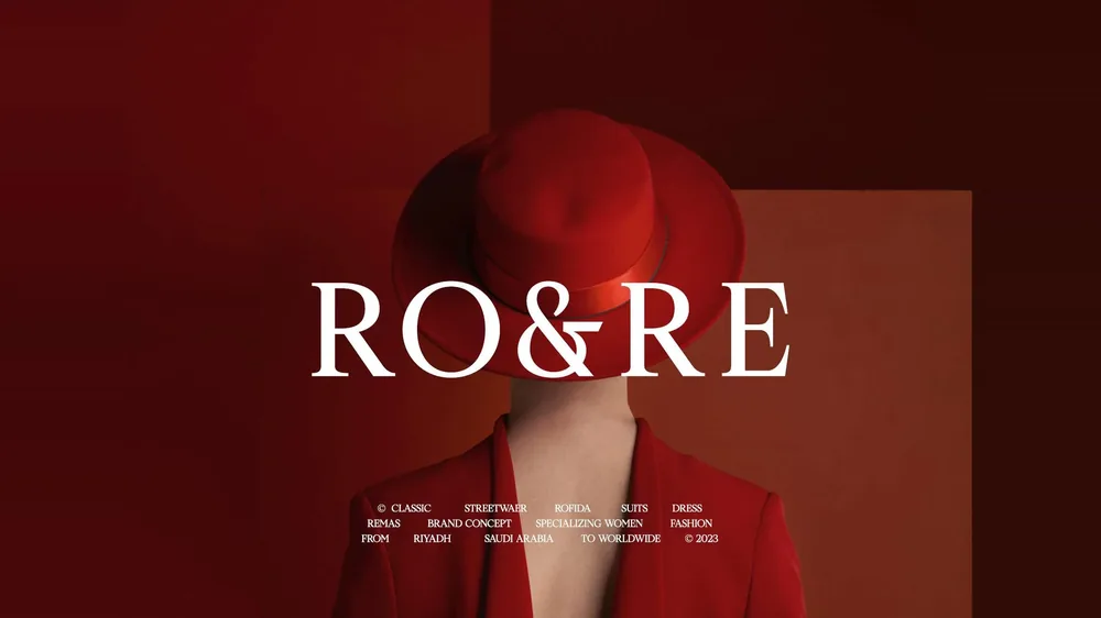 RO&RE: the wordmark over a red editorial portrait