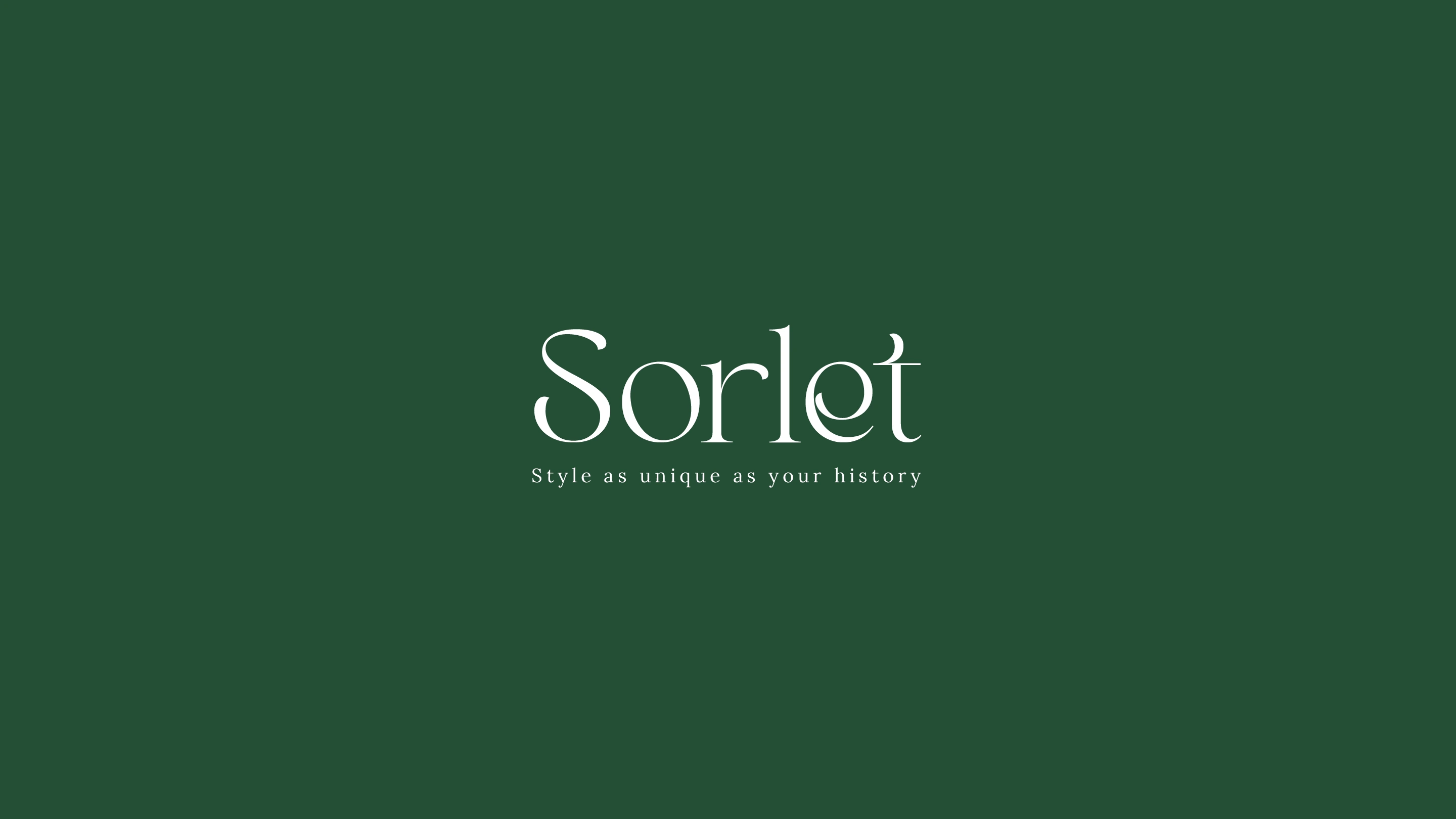 Sorlet: wordmark and strapline in forest green