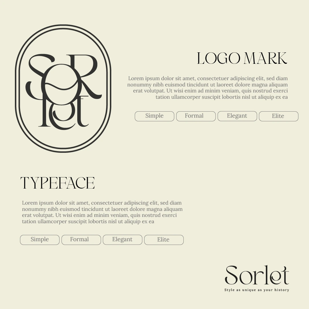 Sorlet: stacked monogram and typeface specimen