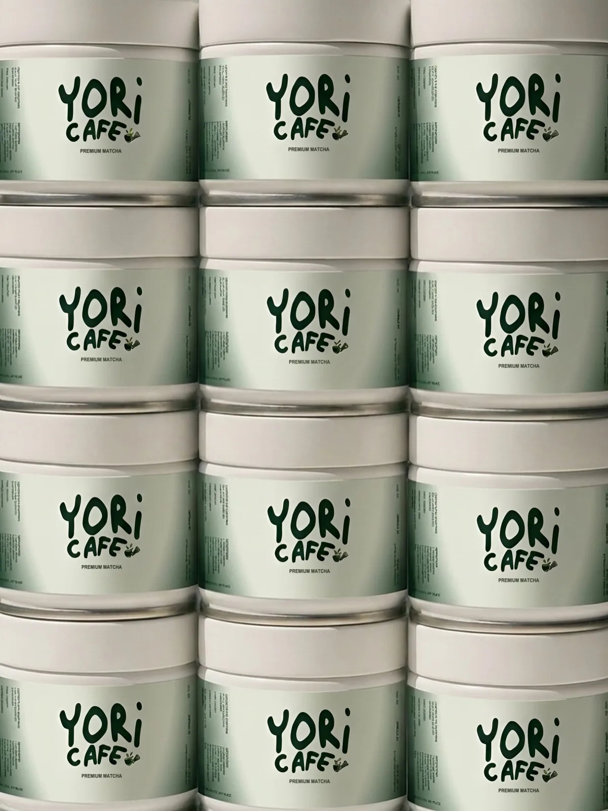 YORI CAFE: stacked YORI CAFE premium matcha tins